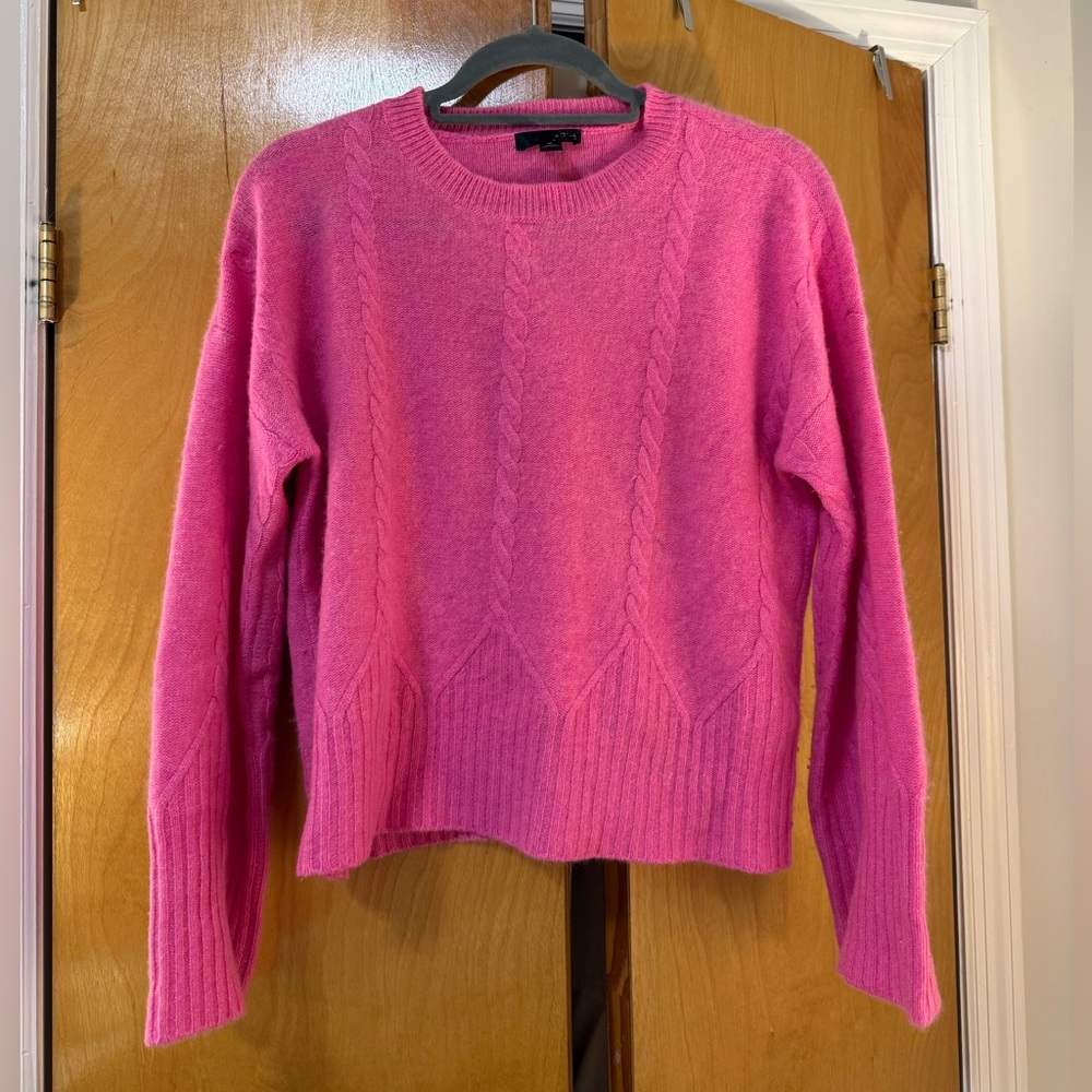 AQUA | Pink Cashmere Cableknit Detail Sweater